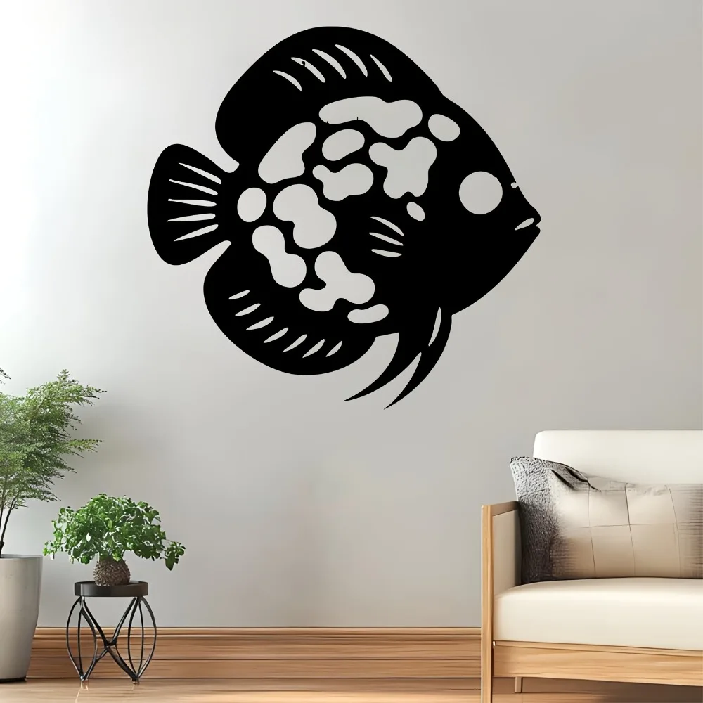 1pc Discus Fish Metal Wall Art, Weatherproof Iron Aquatic Sculpture for Indoor Outdoor Home Decor