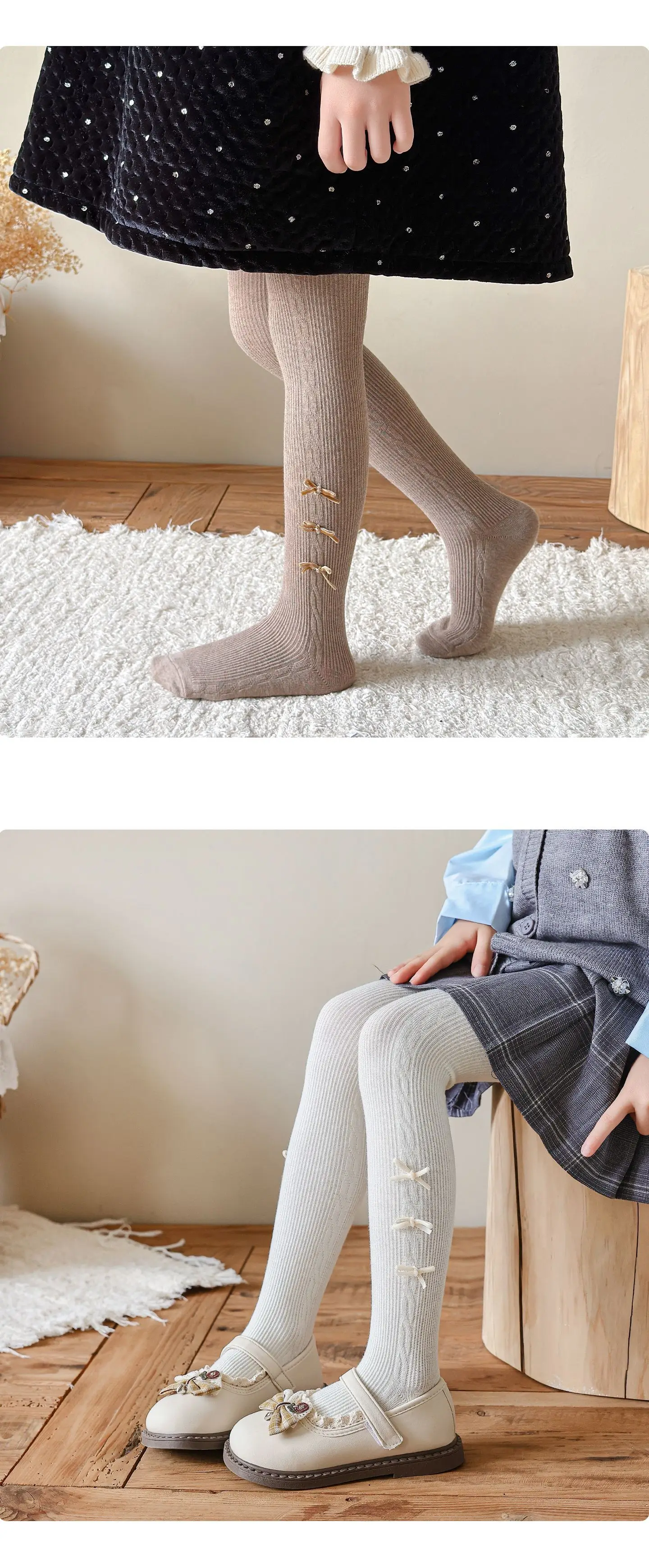 Kleinkind Mädchen Strumpfhosen Niedliche Schleife Mädchen Strumpfhosen Kinder Frühling Herbst Zopfmuster Prinzessin Kinder Leggings für Mädchen – Detail 7