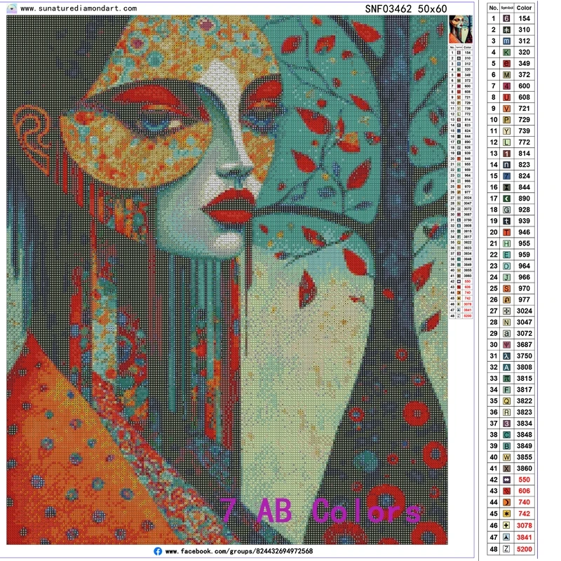 Sunature AB Diamond Painting Art Full Square Round Drills Beauty Tree Diamond Painting Kit 5-10 AB Colors