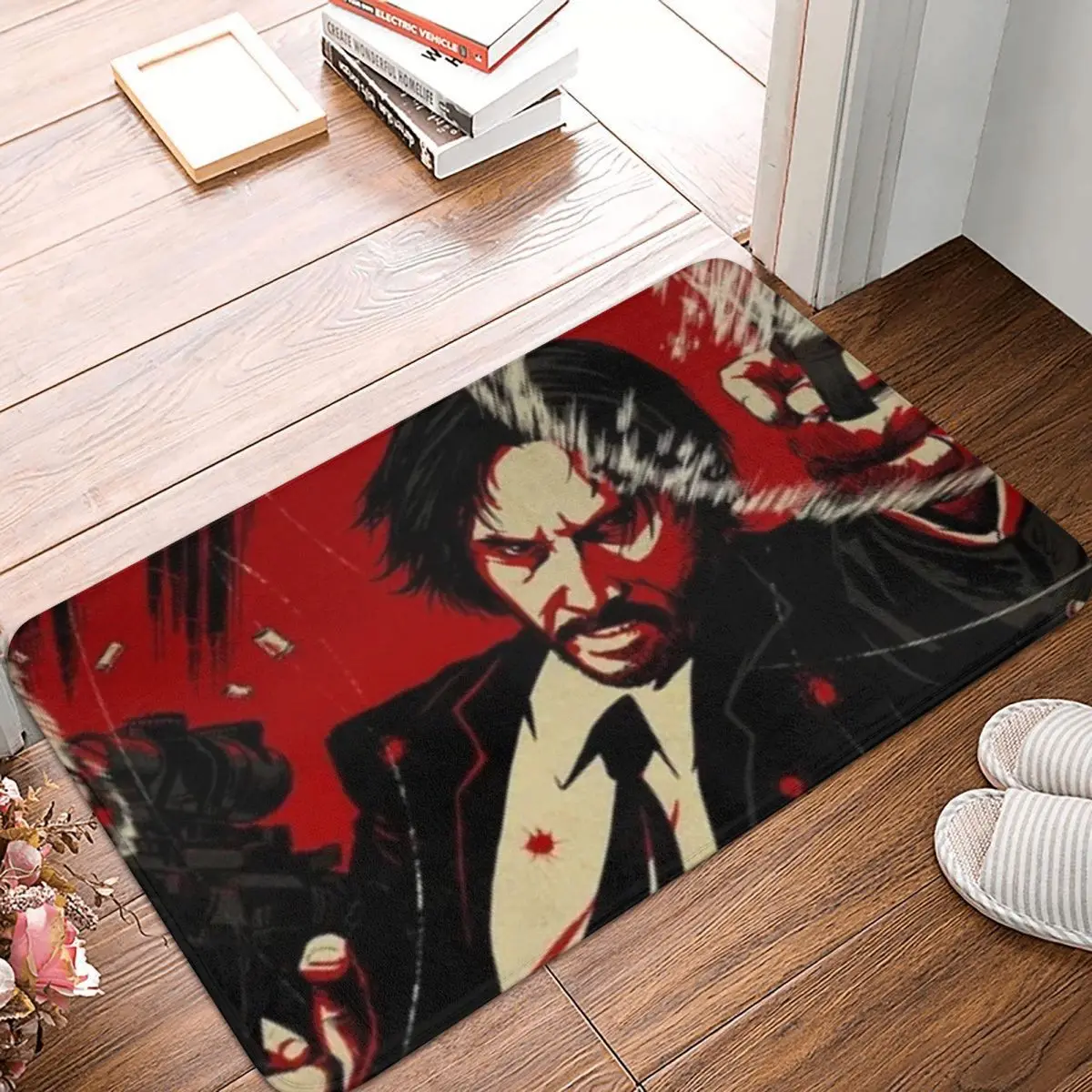 John Wick Anti-Slip Doormat Bath Mat Charge Into Battle Floor Carpet Welcome Rug Indoor Decorative