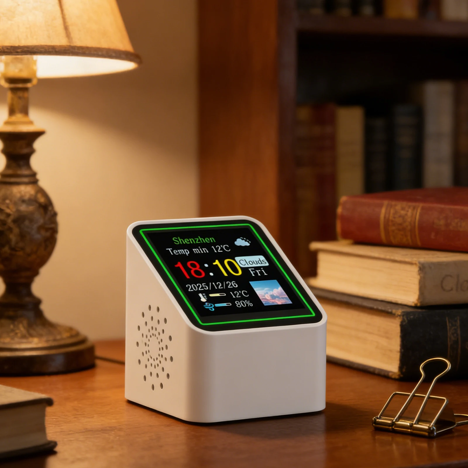 Smart WiFi Digital Clock with Temperature Humidity Display Date Clock Weather Forecast Station for Home Office Desk Decor