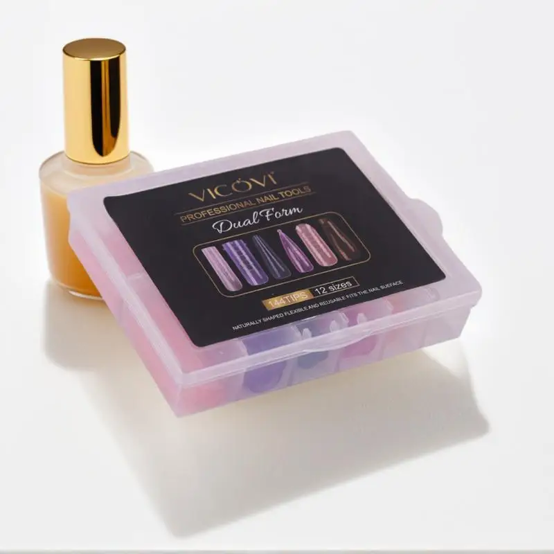 Ensemble de formes d'ongles colorées, 140 pièces/boîte, formes complètes d'ongles, moules supérieurs pour ongles, formes d'extension de Gel, outils de faux moule de construction