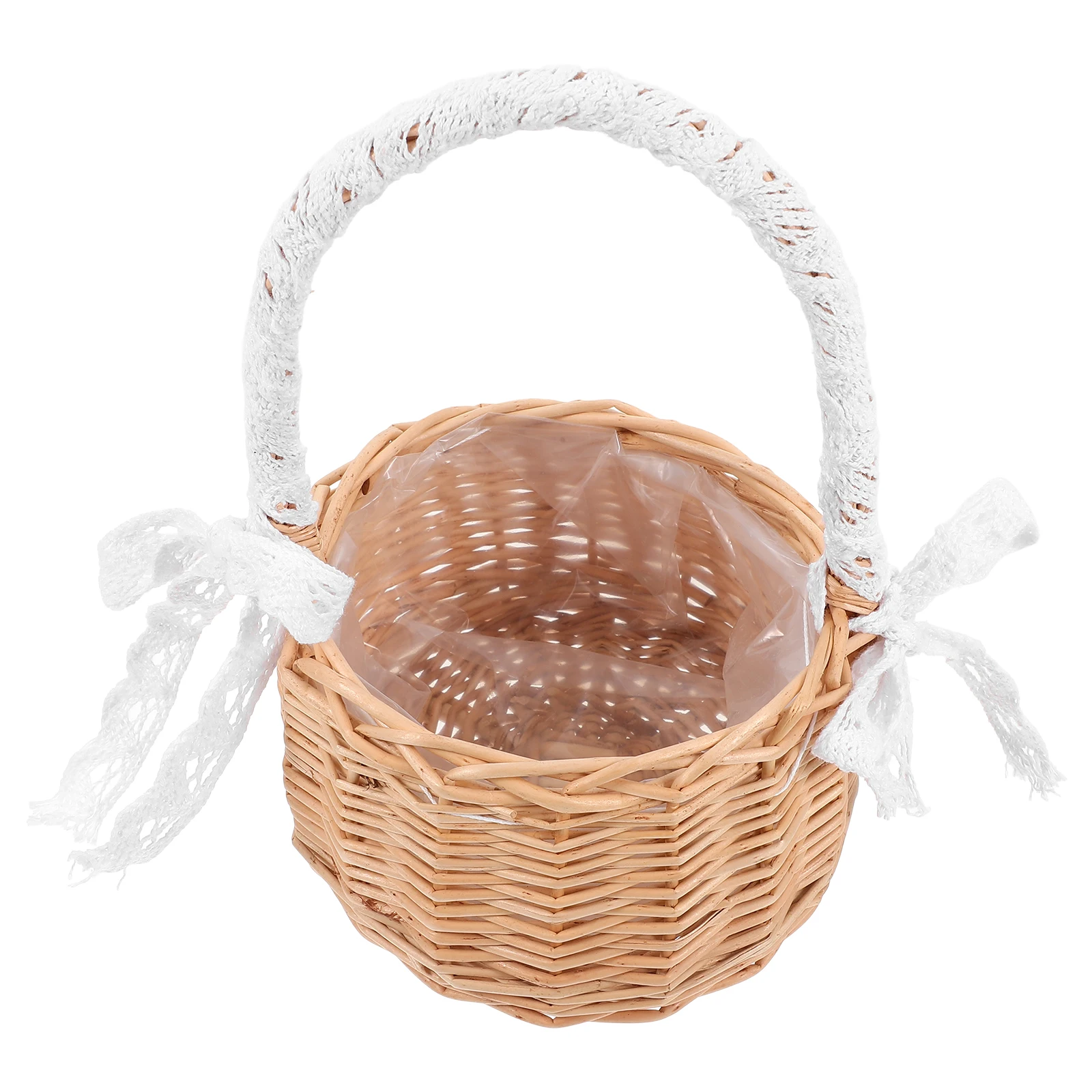 

Woven Flower Basket Woven Flower Girl Basket Decorative Storage Wedding Baskets Gift With Handle For Home Modern Style