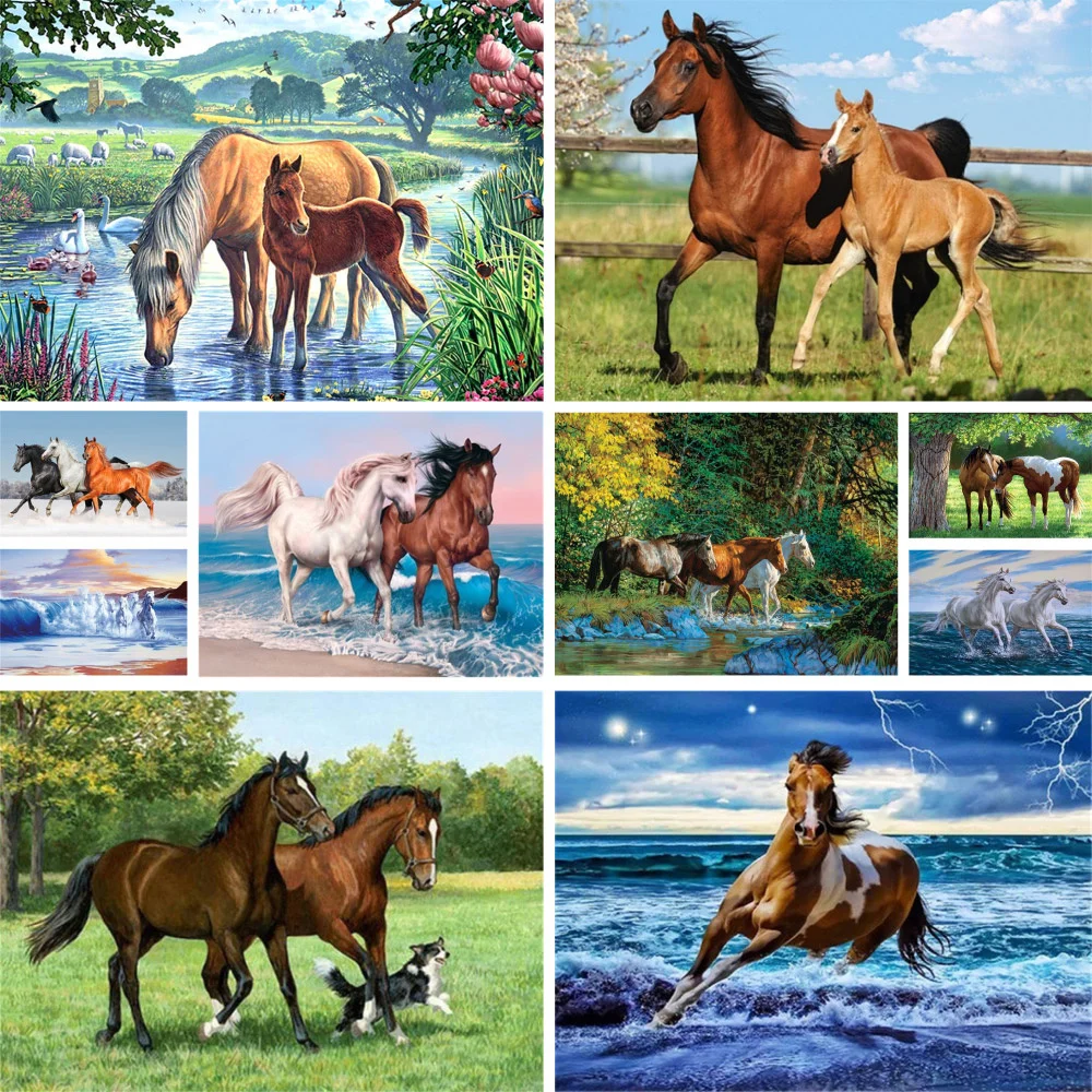 Animal Horse DIY Paint By Numbers Complete Kit Oil Paints 40*50 Oil Painting Home Decor Crafts For Adults Handiwork For Drawing