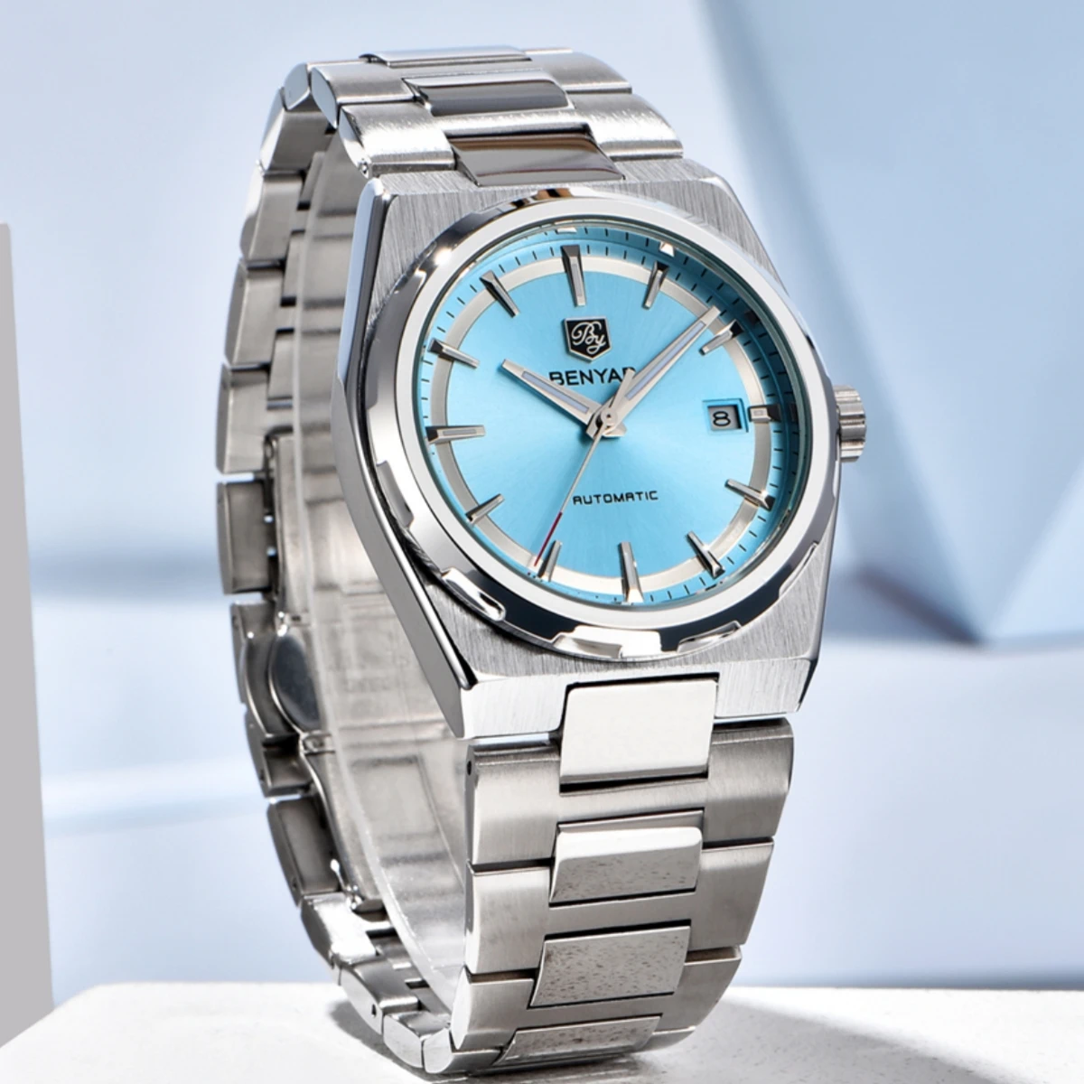 

BENYAR 2025 New Men's Mechanical Watch BY-9018 38MM Stainless Steel BY-5203 Business 5Bar Waterproof clock reloj hombre