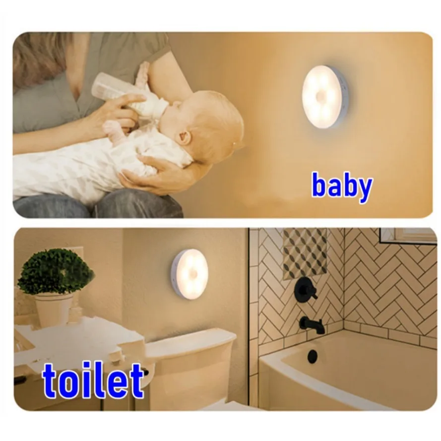 LED Night Light USB Rechargeable Motion Sensor Wall Decoration Bedroom Night Lamp Kitchen Cabinet Lights ChildNightlight 650mAh