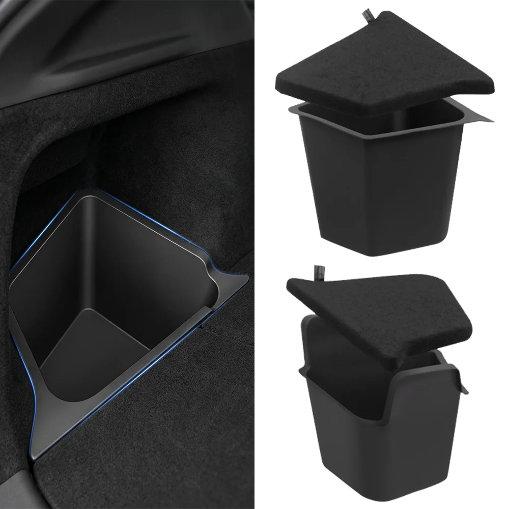 Rear Trunk Organizer Side Storage Box Stowing Tidying with Flocking Covers For Tesla Model Y Juniper 2025 2026 Car Accessories