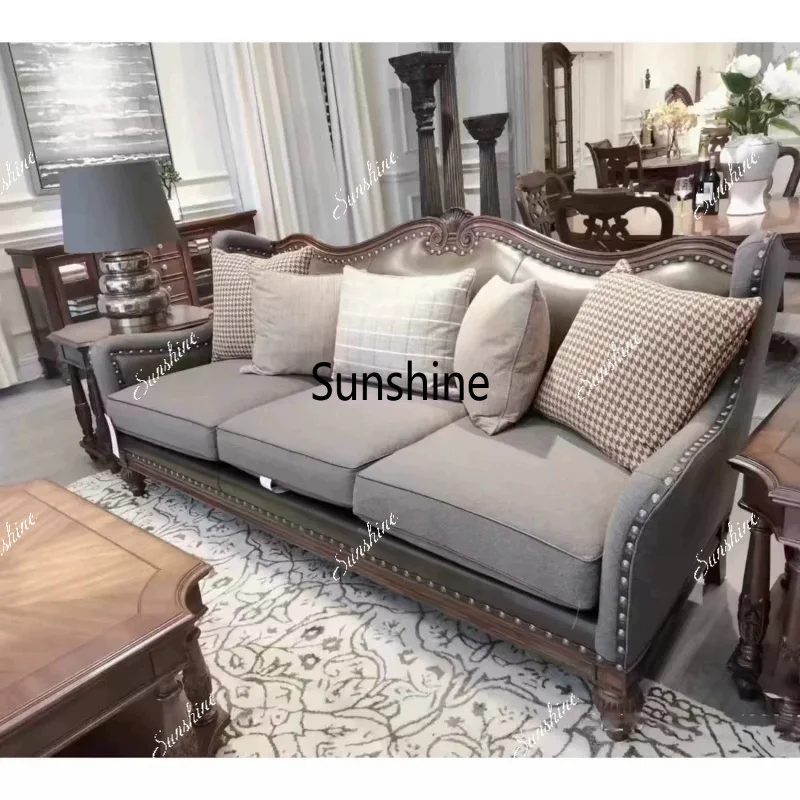 American classical fabric sofa living room furniture custom small apartment