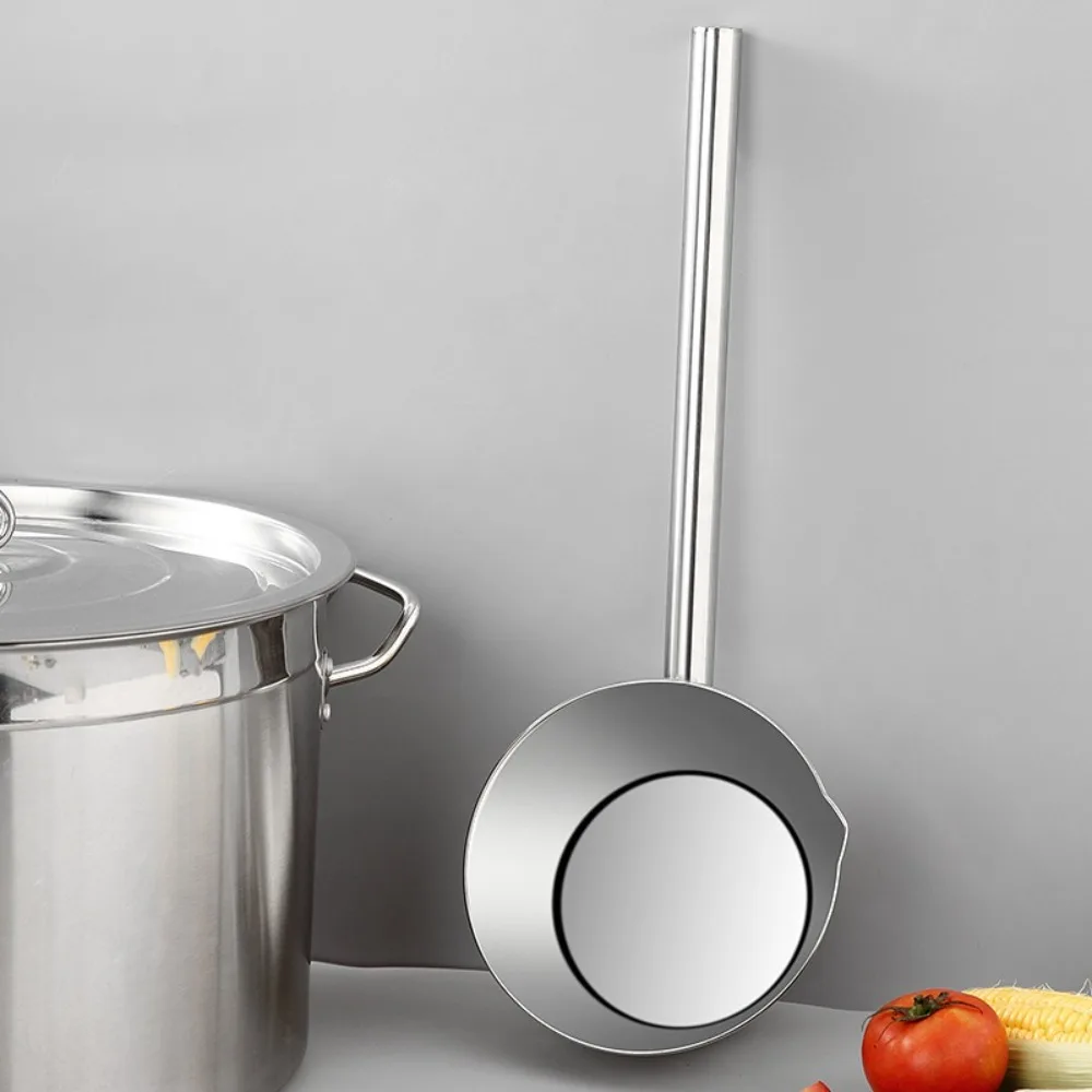 Big Stainless Steel Water Ladle Long Handle Thickened Resturant Soup Ladle Anti Scalding Sauce Seasoning Spoon Household