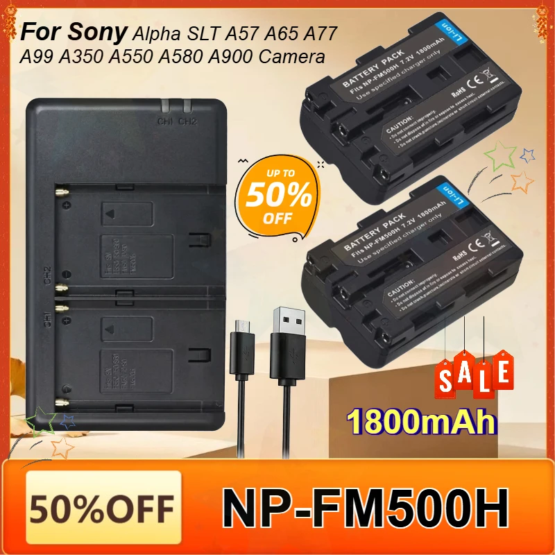 New NP-FM500H NPFM500H NP FM500H Rechargeable Replacement Battery for Sony Alpha SLT A57 A65 A77 A99 A550 A580 A350 A900 Camera