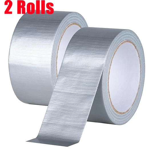 2 Rolls Silver Duct Tape Heavy Duty Duct Tape Flexible No Residue Strong Waterproof Tear by Hand Indoor & Outdoor