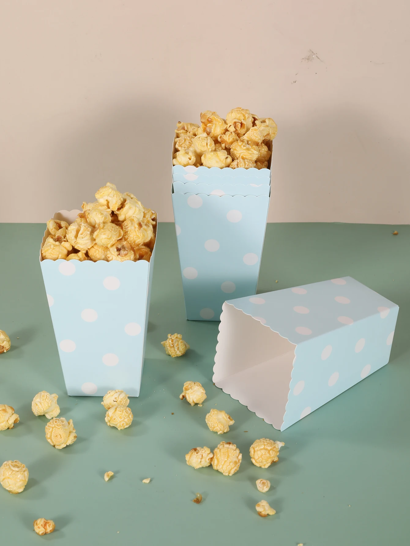 12pcs Rose Gold Pink Stiff Paper Mini Party Popcorn Boxes Pop Corn Candy Sanck Favor Bags Wedding Birthday Movie Party Tableware