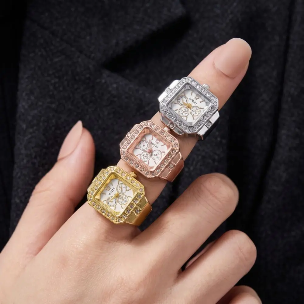 Hip Hop Vintage Rings Jewelry Clock Heart Shape Alloy Roman Quartz Watch Punk Creative Finger Watch Ring Couple
