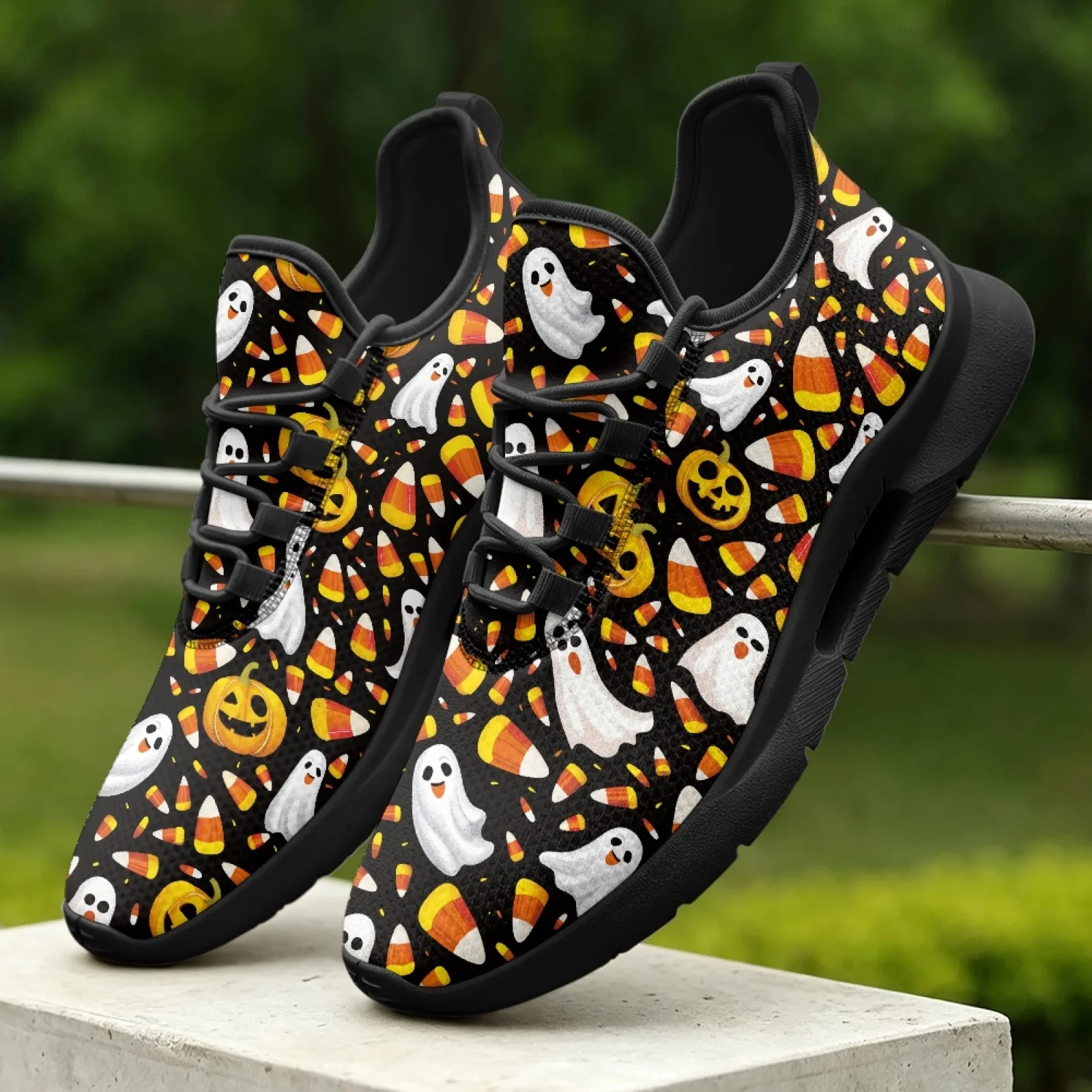 PENSTROLL Halloween Ghost Classic Men's Low-Top Lace-Up Skate Shoes for Male Business Outdoor, Comfortable Lace Up Shoes