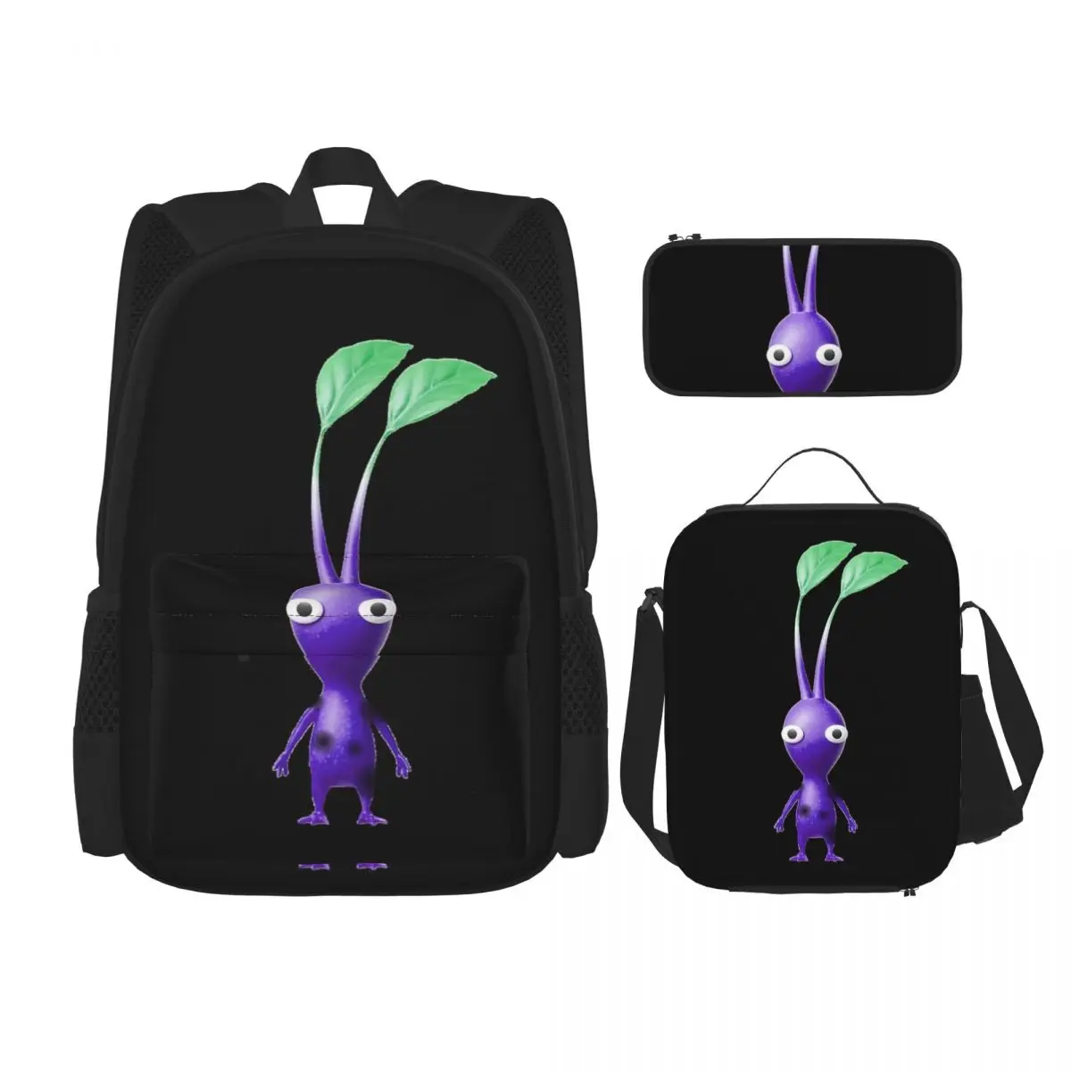 

Pikmin Backpacks Boys Girls Bookbag Students School Bags Kids Rucksack Lunch Bag Pen Bag Three-Piece Set