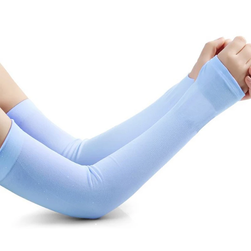 Mangas de brazo de tela de hielo para mujer, calentadores de protección solar UV, bandas de Sol para correr, ciclismo, cubierta al aire libre, verano fresco, Unisex