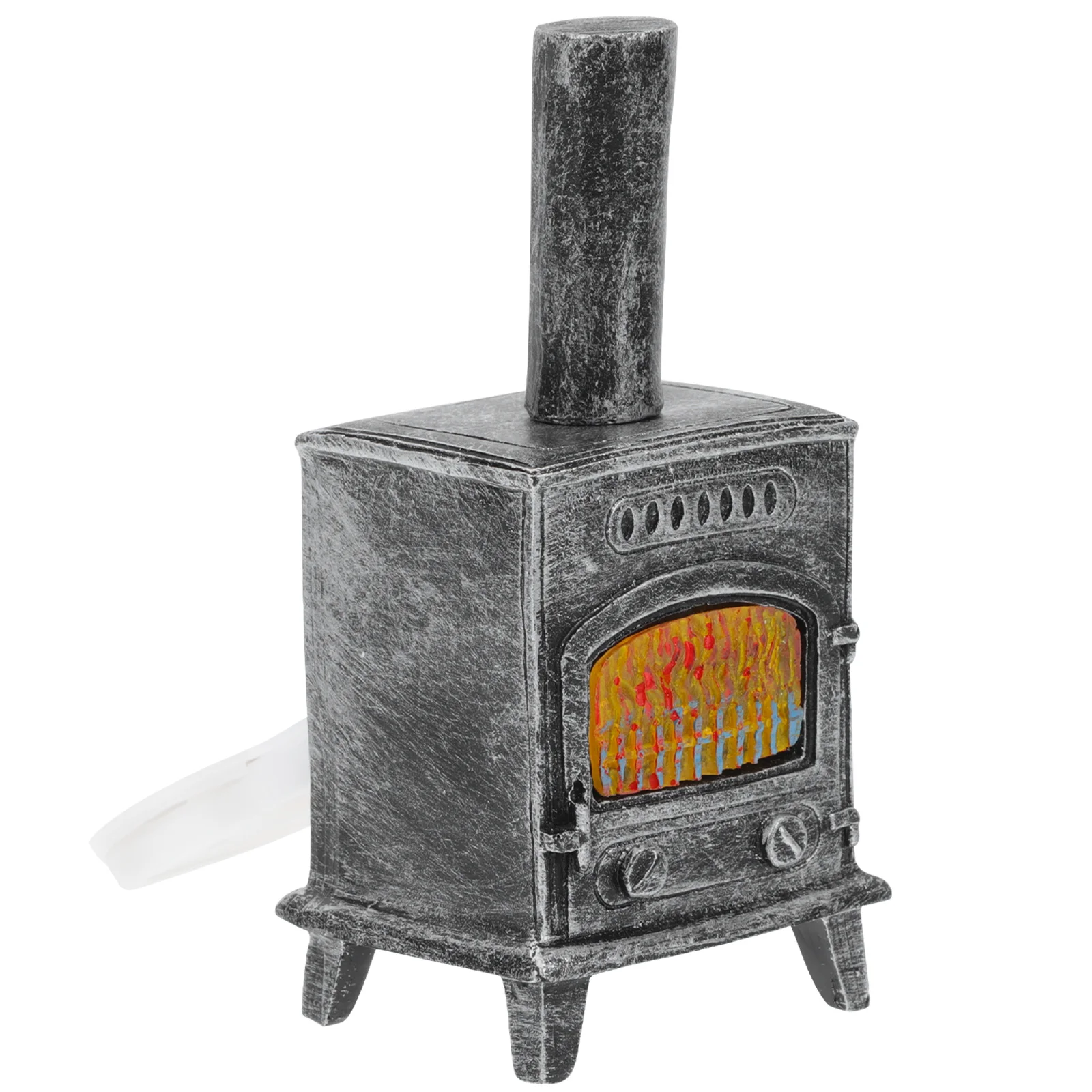 Mantel Decorations Tiny House Mini Chimney Fireplace Simulation Furniture Ornaments Black with Light Vivid