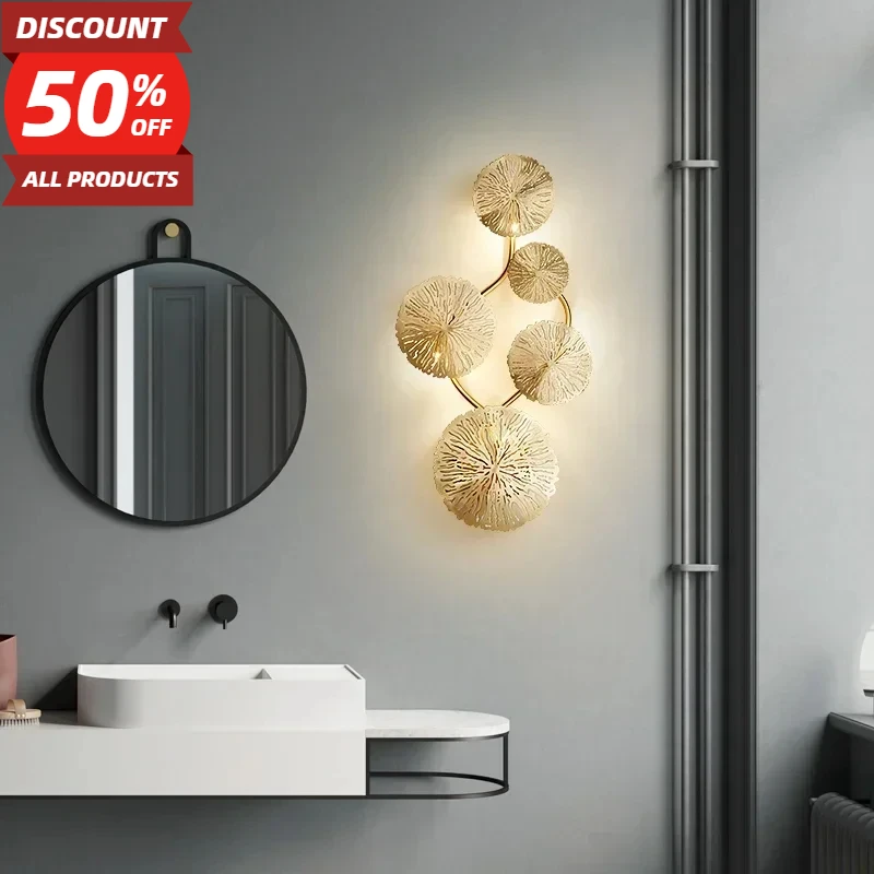 

Modern Wall Lamp LED Lotus Leaf Sconce for Bathroom Industrial Bedroom Bedside Indoor Lighting Fixture Lights