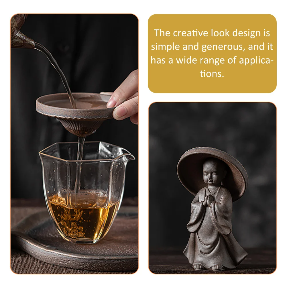 

Creative Monk Ceramic Tea Pet Small Monk Statue Tearoom Tea Filter Multi-Function Decorative Adornment Office Decor