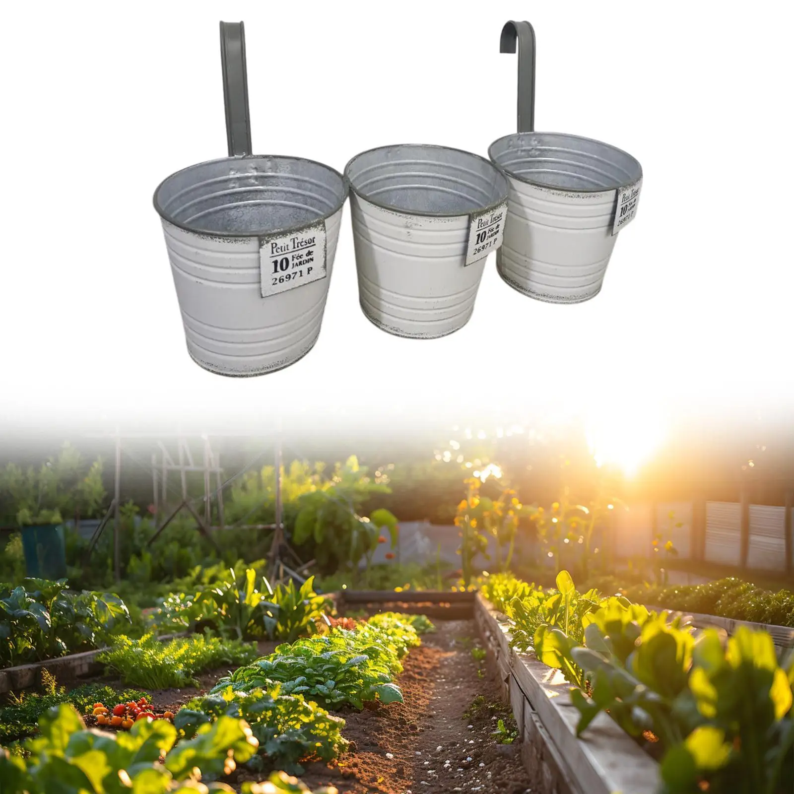 

Hanging Flower Pots Organizer Decorative Flower Arrangement Iron Hanging Bucket