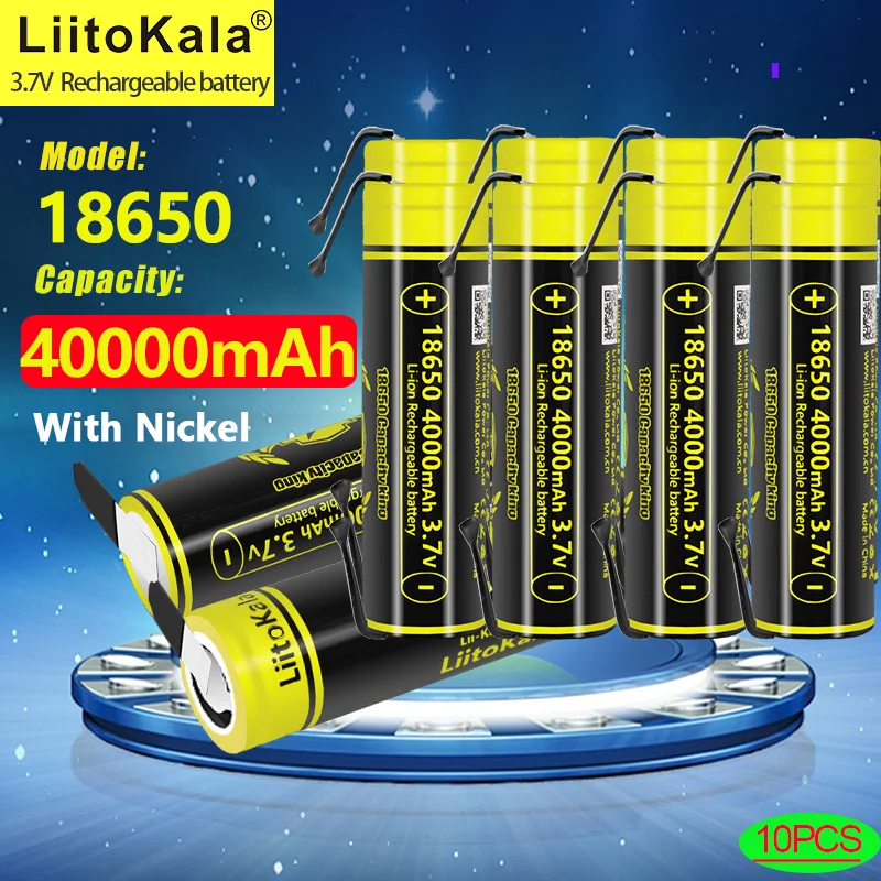 10pcs LiitoKala King4000-N Li-ion battery 18650 3.7V 34000mAh batteries For Flashlight batteries Welding Nickel DIY Power Bank