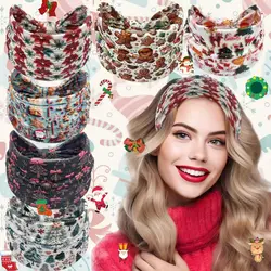 Christmas Headband For Women Festival Hairbands Reunion Hair Band Cartoon Bandanas Santa Claus Turbans Width Elastic Accessories