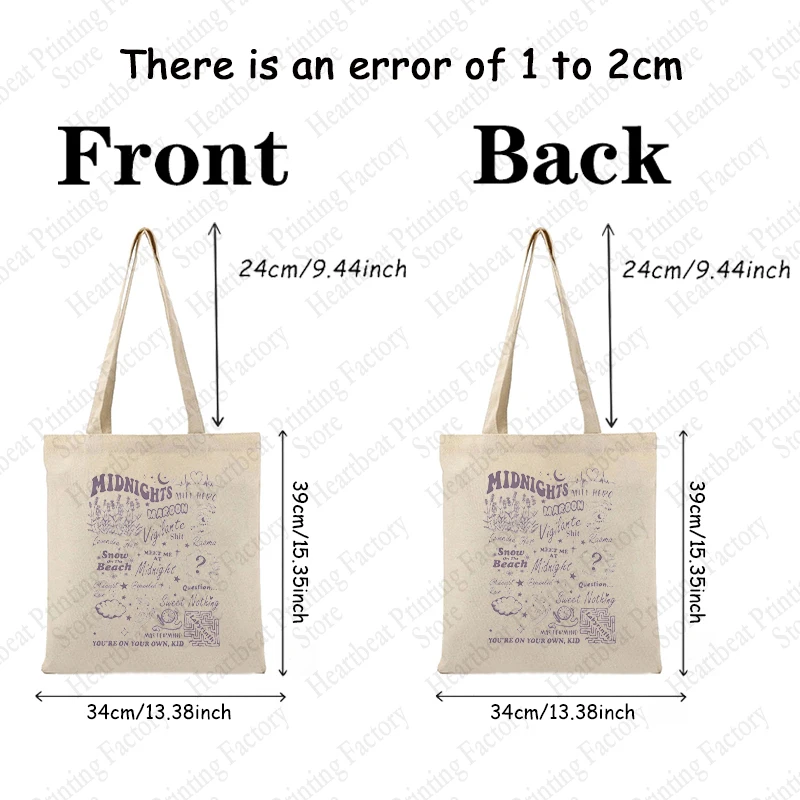 Midnights Album Pattern Tote Bag TS Merch Casual Canvas Shoulder Bag Shopping Bag Best Gift for Swiftie Music Lover