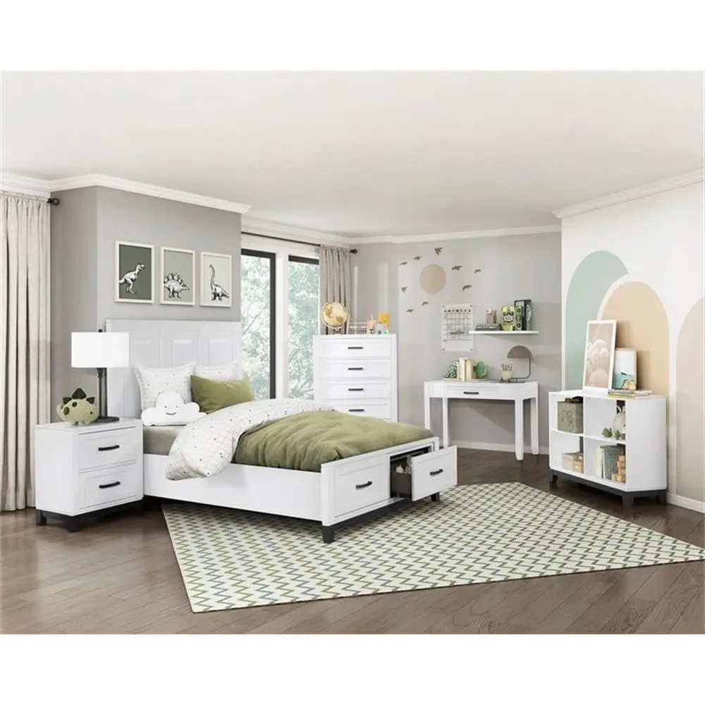 Solid Wood Nightstand 2 Dovetail Drawers Ball-Bearing Glides Black Nickel Pulls Modern Transitional Bedroom Storage, Customized