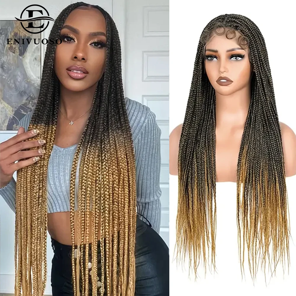 

Черный омбре с блондинкой, плетеный парик без узлов для чернокожих женщин, полный парик с двойными кружевными передними косами, предварительно выщипанный с детскими волосами