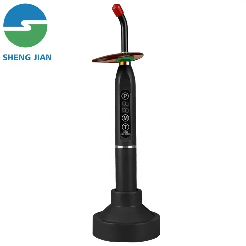 Den tal Curing Light Cure 360 Degree Adjustment Black Wireless Rechargeable Led Den tal Curing Light