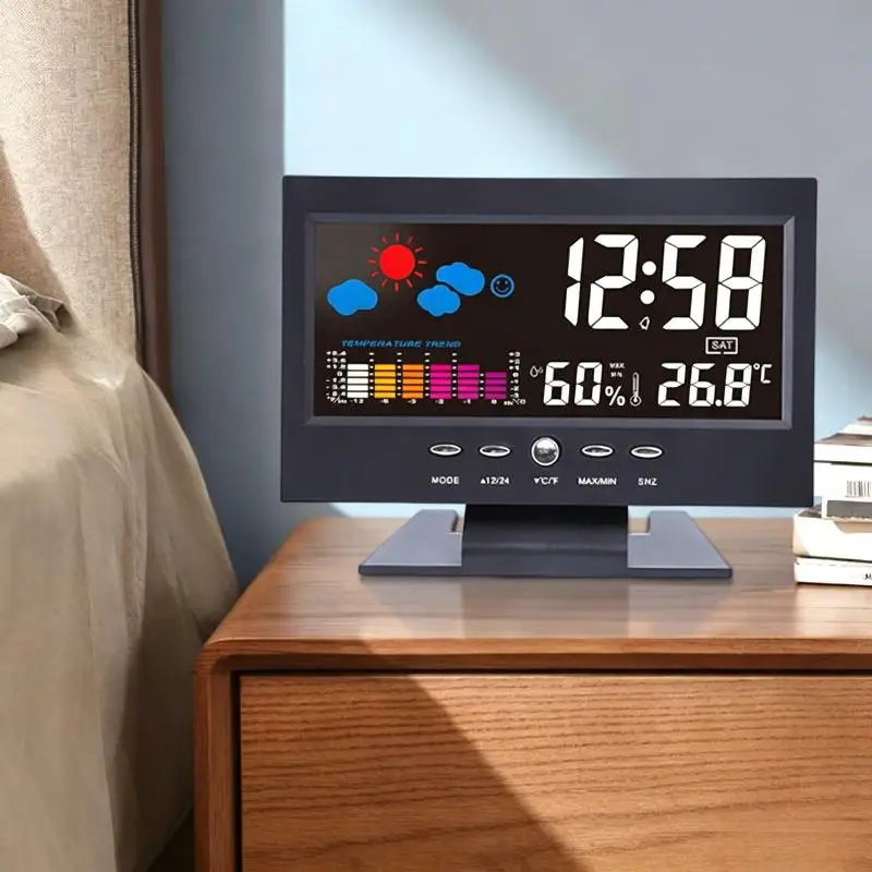 【HG】Multi-functional Weather Station Clock  Hygrometer Calendar Digital LCD Display Temperature And Humidity Meter