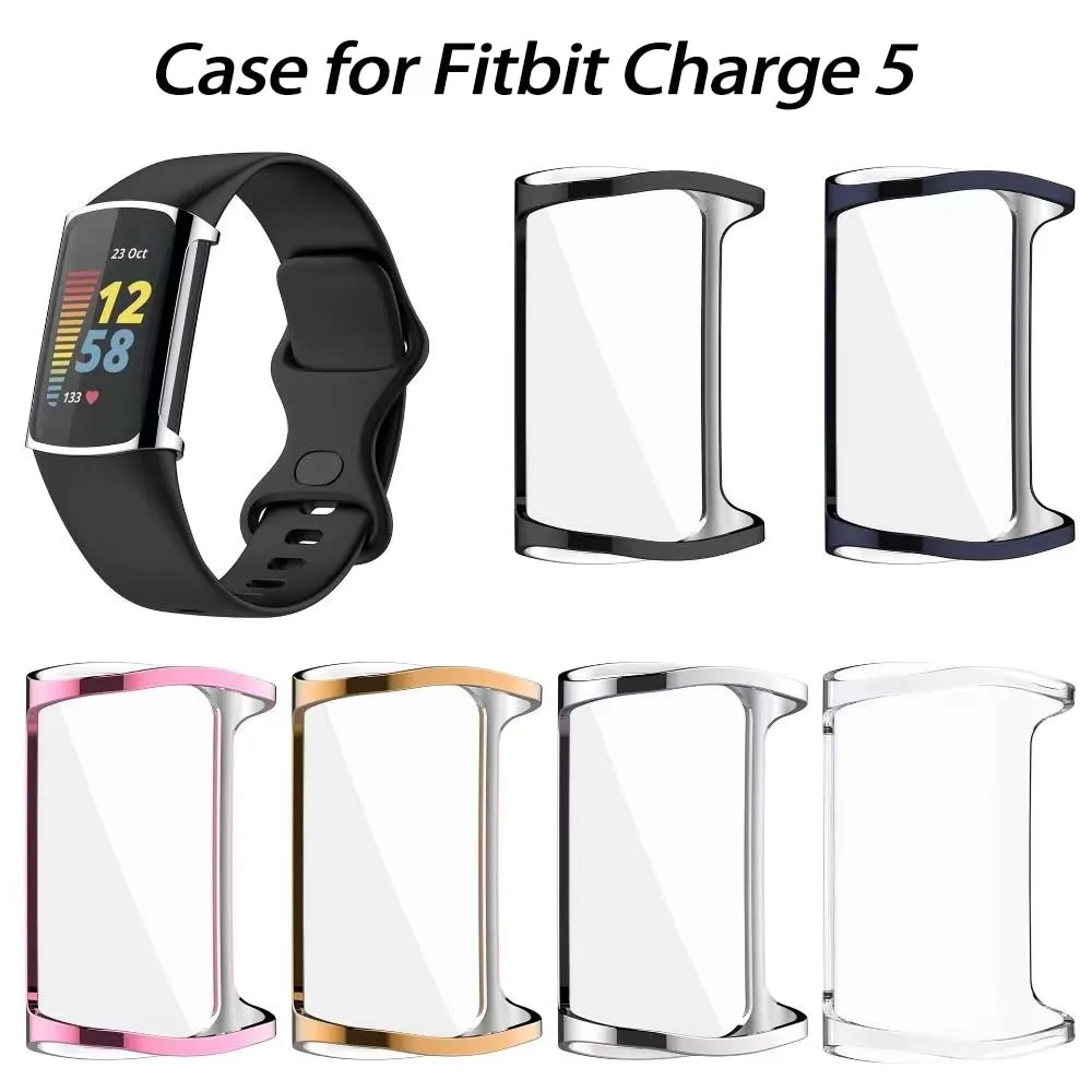 TPU Case for Fitbit Charge 6 5 Screen Protector Full Around Protective Soft Bumper Cover Compatible with Fitbit Charge 5/6 Cases