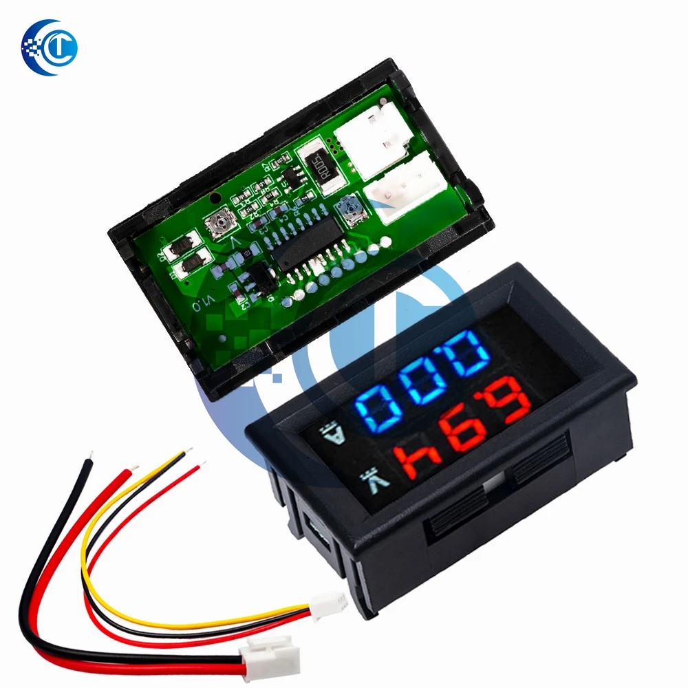 DC 0-100V 10A Digital Voltmeter Ammeter Dual Display Voltage Detector Current Meter Panel Amp Volt Gauge 0.28 Red Blue LED