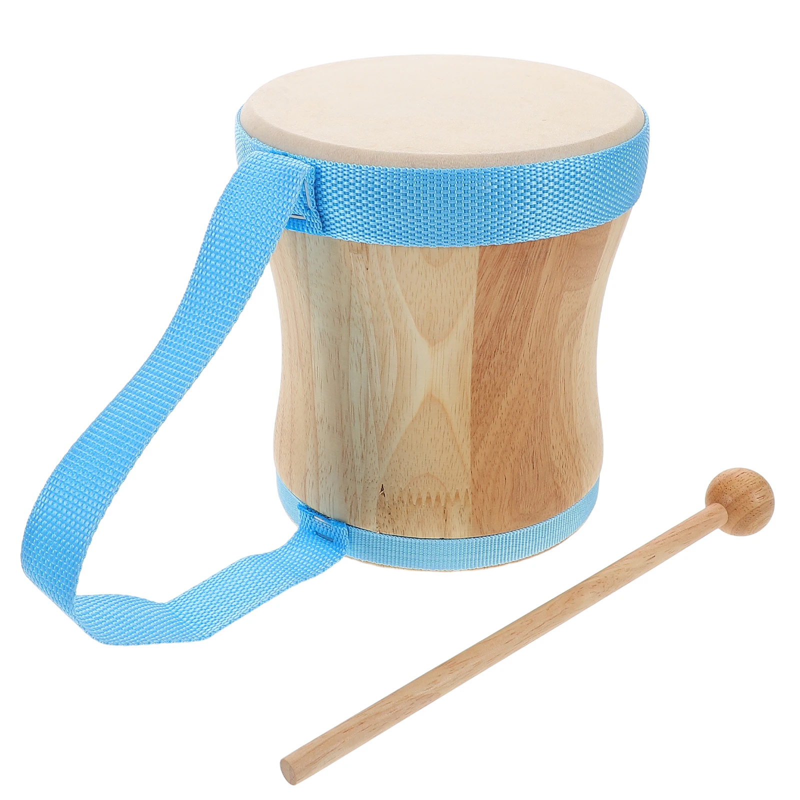 

1Set Blue Hand Held Drum with Sheepskin Head Wooden Frame Professional Orff Percussion for Children Musical Performances Toddler