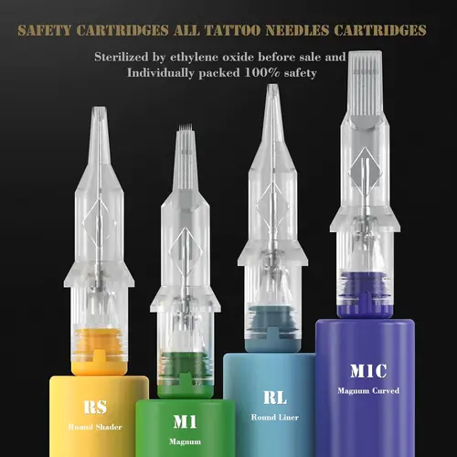 100 Uds INKIN cartucho de agujas de tatuaje Magnum membrana de seguridad agujas de tatuaje desechables para empuñaduras de máquina de pluma rotativa