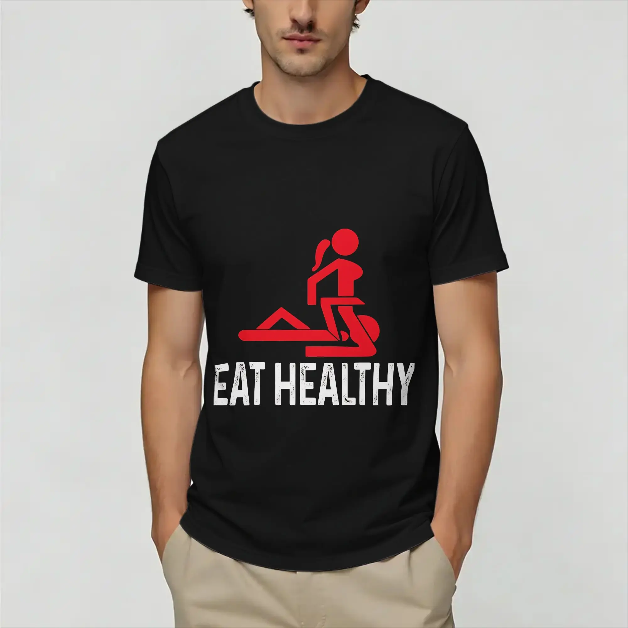 Eat Healthy Is My Valentine  T Shirt Men's  Pure Cotton Funny T-Shirt Round Neck  Tee Shirt Short Sleeve Clothing 4XL 5XL