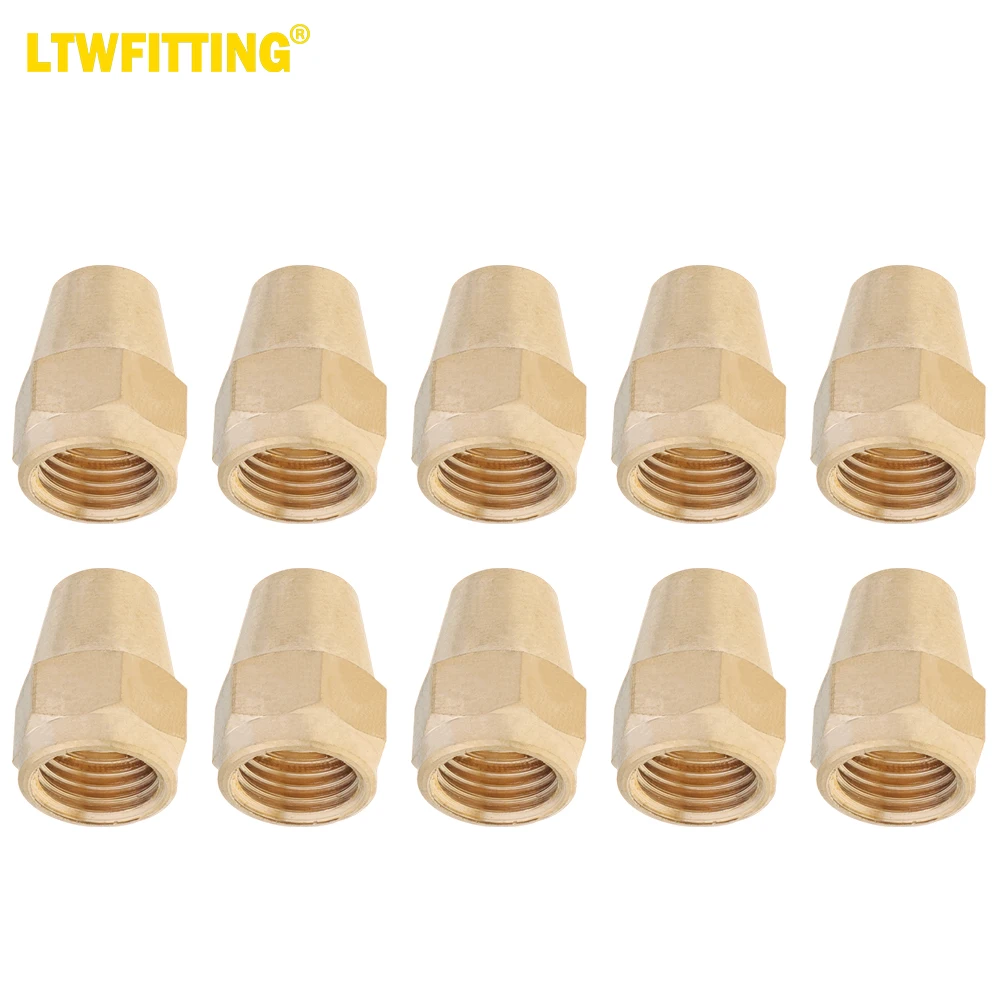 

LTWFITTING Brass 3/16" OD Short SAE 45 Deg Flare Nut,Brass Flare Tube Fitting(Pack of 10)