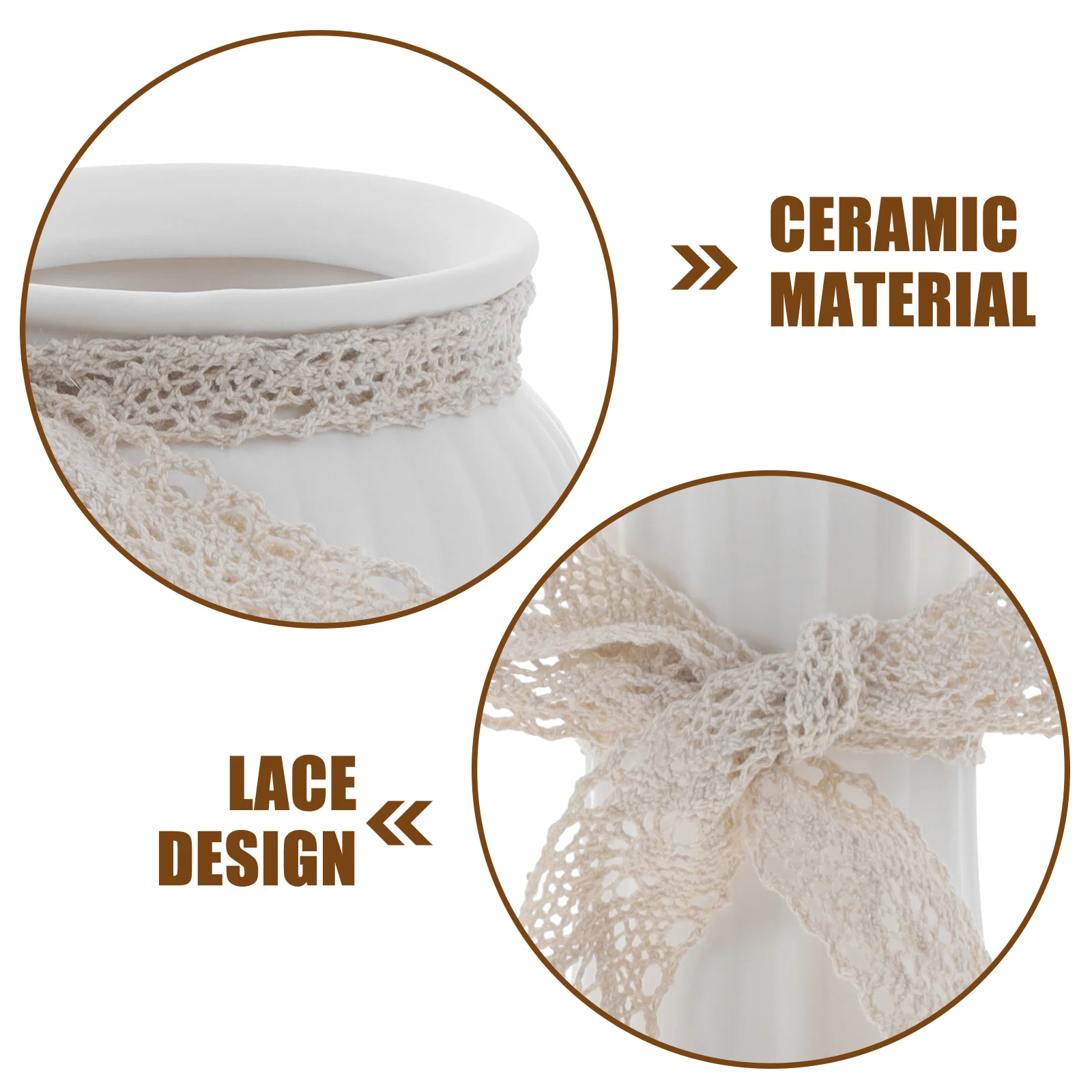 

2Pcs Ceramic Lace Bowknot Vase Decorative Tabletop Flower Arrangement Vase for Home Hotel Restaurant Dried Flower Pot