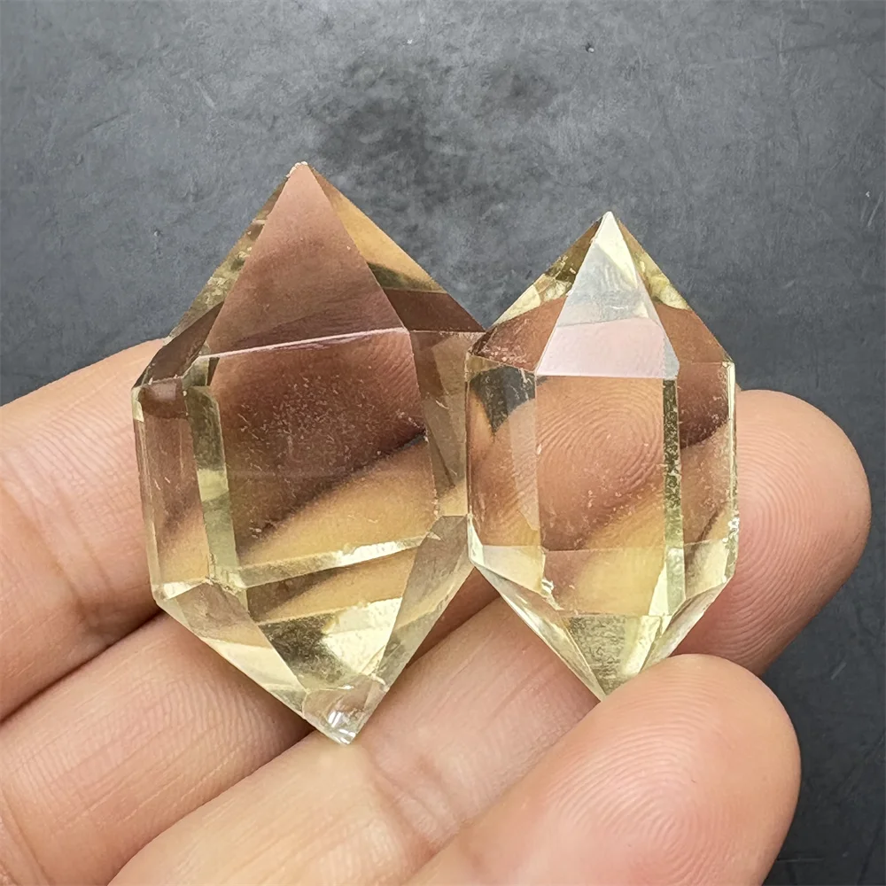 40g Natural Clear Citrine Double Tip Energy Bar Reiki Healing Crystal for Home Garden Decor Feng Shui Wealth Meditation Gift