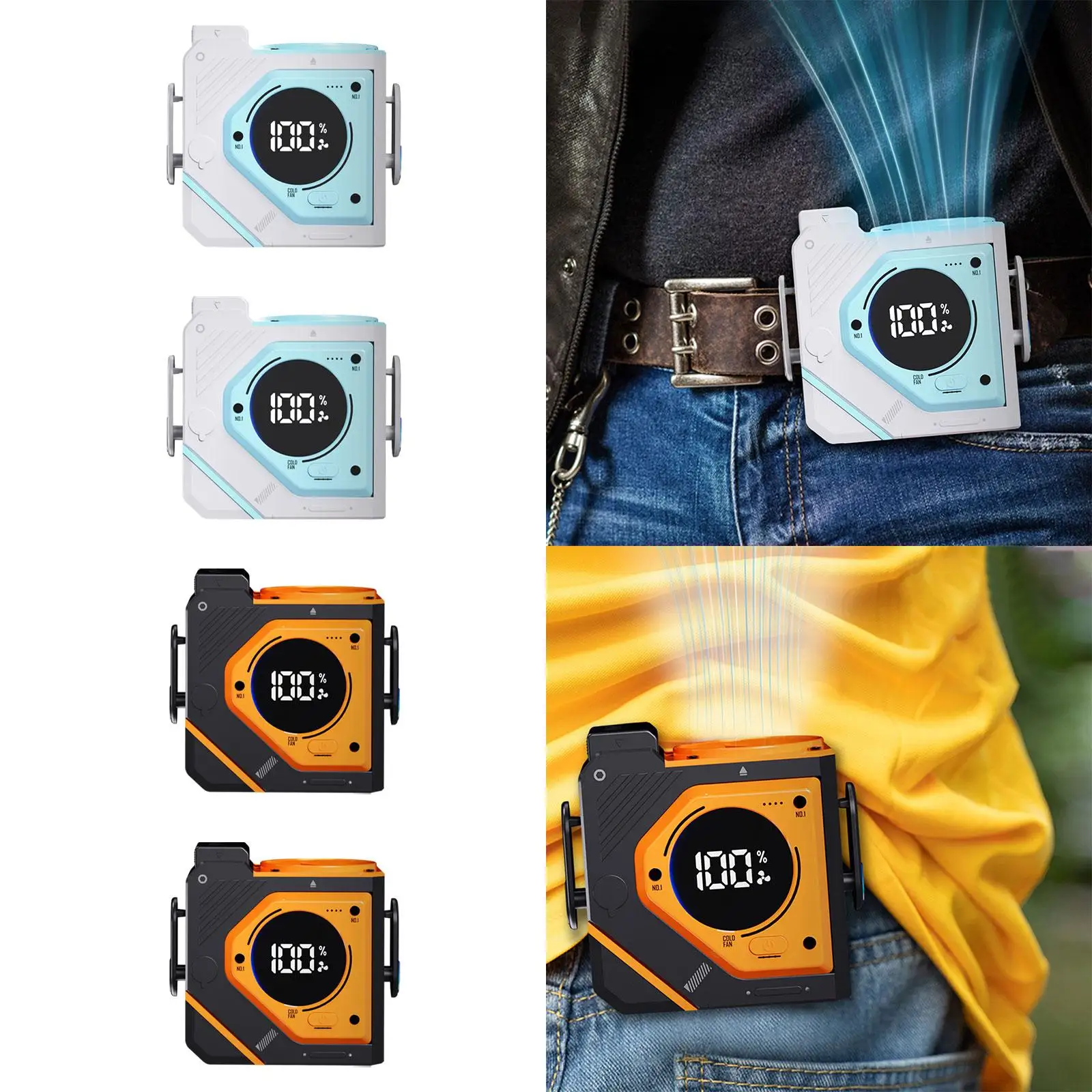 Ventilador pessoal com clipe de cintura, recarregável, leve, pendurado, multiuso para viagens, escritório, acampamento ao ar livre, jardinagem