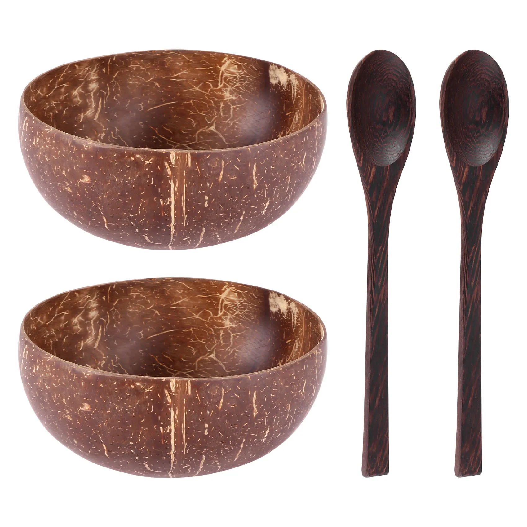 Coconut Bowls and Wooden Spoons for Serving Noodle,Pasta,Smoothie,Porridge,Handicraft Decoration Coconut Shell Bowl