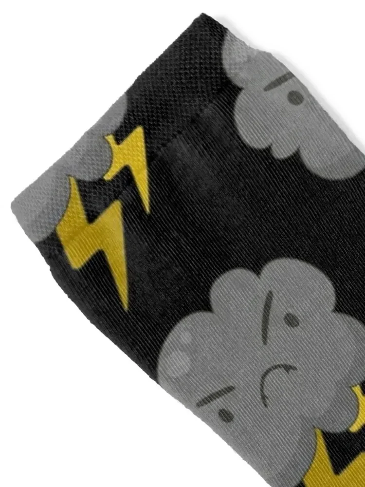 Angry Cloud With Lightning Thunderstorm Weather Socks Climbing Hiking boots Socks Men Women's