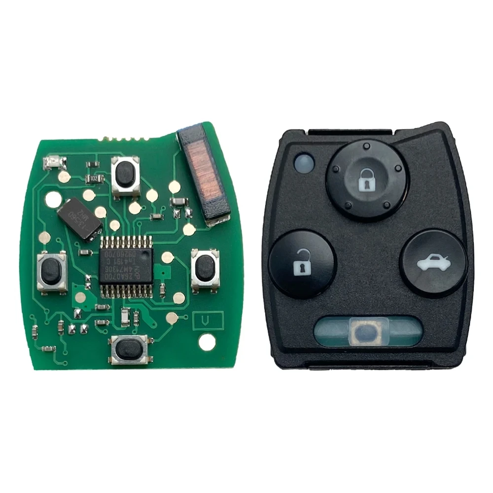 YOCASTY 433MHz 2 Button Remote Key 313.8MHz For Honda CRV Civic Jazz 2006 2007 2008 2011 ID46 Chip With Uncut Blade MLBHLIK-1T
