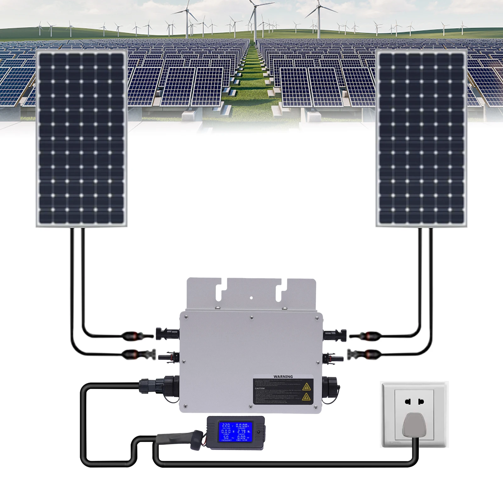 700W 220V Solar Inverter Grid Connected Inverter MPPT WIFI IP65 Balcony Power Station W/ LCD Display Screen