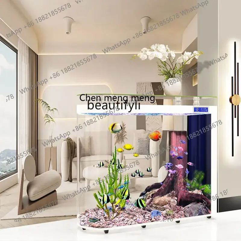 New arrive New fish tank living room floor screen partition aquarium household ecological glass goldfish tank420