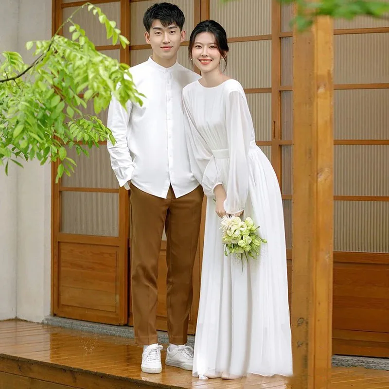 White Satin A-line Wedding Dresses Simple Full Sleeves Backless Bridal Dress Elegant Photos Shoot vestidos de novia Customized