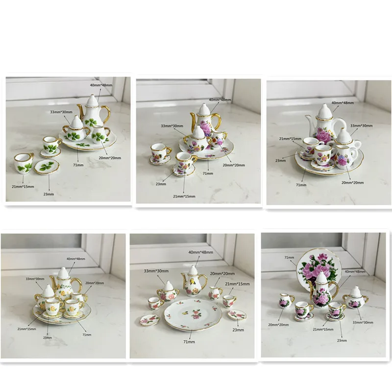 

1:12 кукольный домик миниатюрный керамический чайник с чашками и блюдцами набор для мебели для гостиной домашняя модель Декор аксессуары