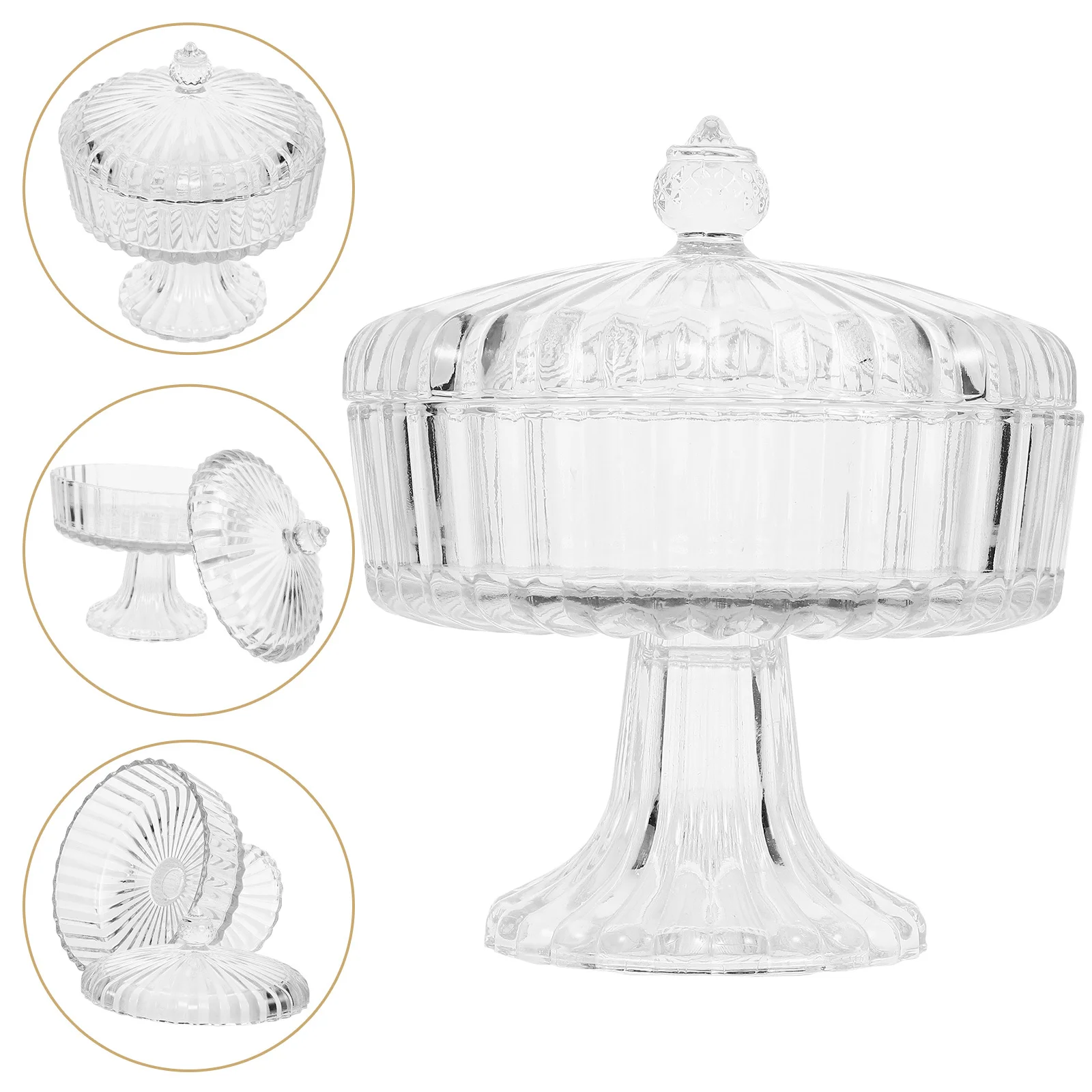 

Clear Glass Jewelry Storage Jar with Lid Elegant Desktop Organizer for Bracelets Anklets Headbands Transparent Holder Home Decor