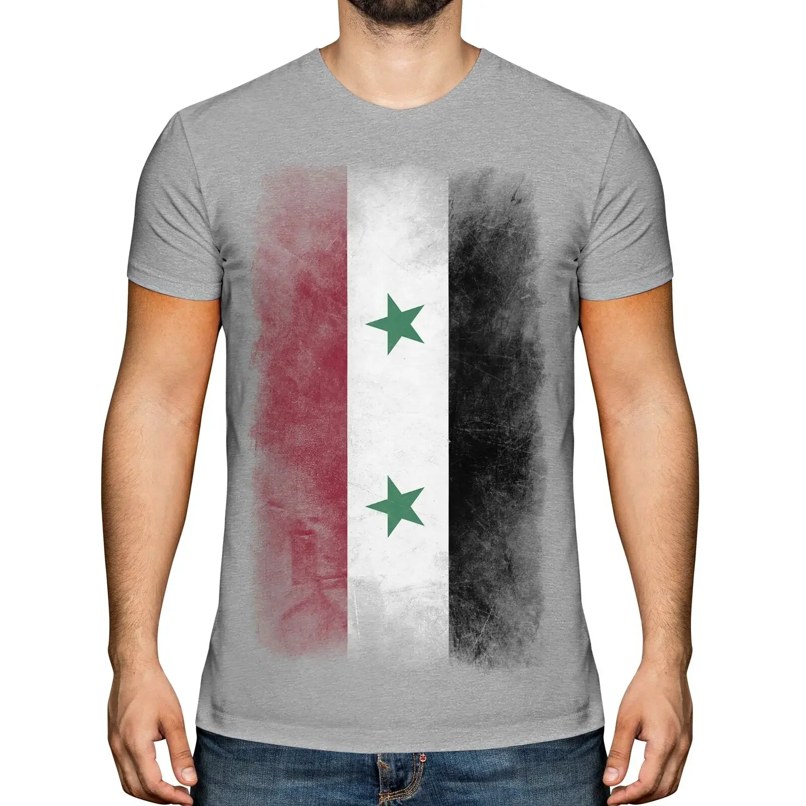 Syria Faded Flag Fashion Suriyah Football Syrian Gift T-Shirt. Summer Cotton Short Sleeve O-Neck Mens T Shirt New S-3XL