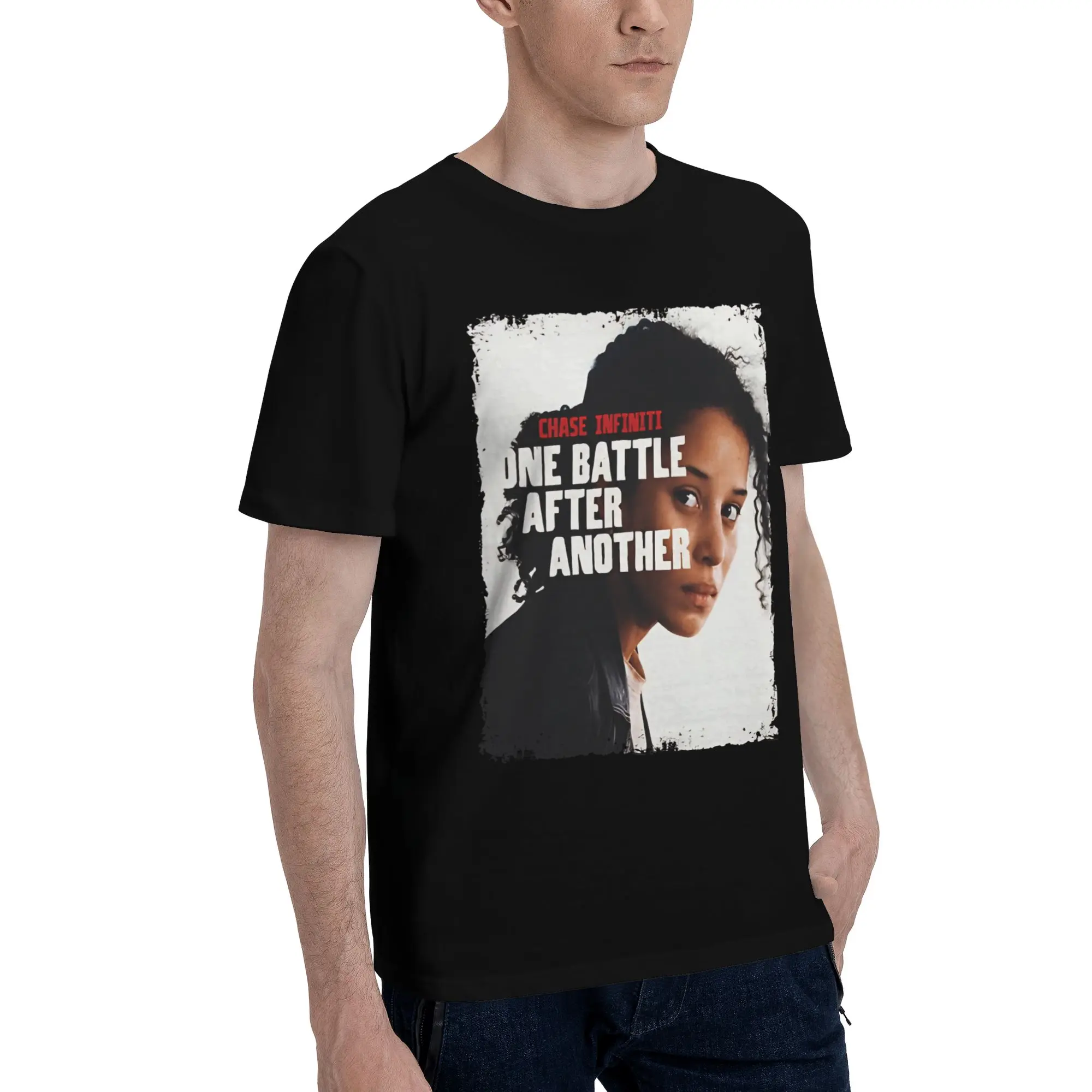 Determined Female Portrait  Novelty Graphic 100% Cotton T-Shirt One Battle After Another  Tops Tees For Men